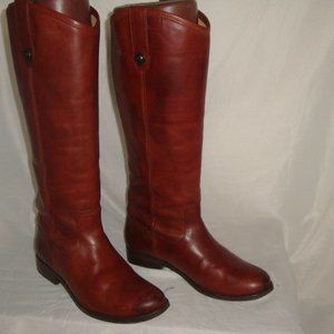 Frye Melissa Cognac Riding Leather Knee High Boots 77167 Button Sz 6.5B